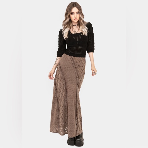 Disturbia Dresses & Skirts - Summerisle Cotton Broderie Detail Midaxi Skirt - size US 14/ UK 18